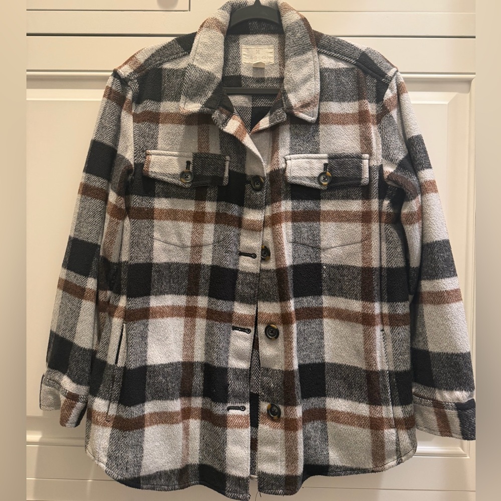 Caslon Checkered Wool Blend Coat